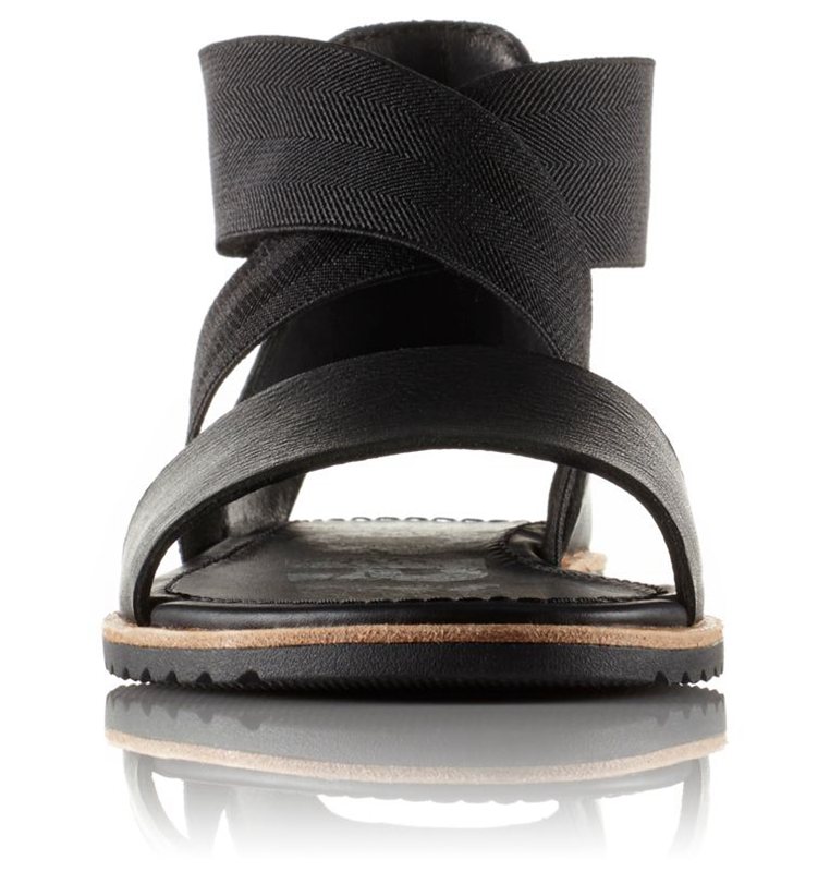 Womens Sandals Black - Sorel Ella™ Flat - 289-TSGWPI